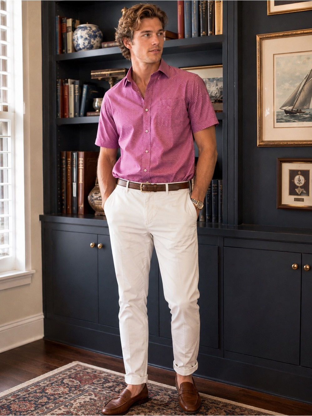 Louis Philippe Classic Fit Short Sleeve Button Down Cotton Shirt Men’s 42 L